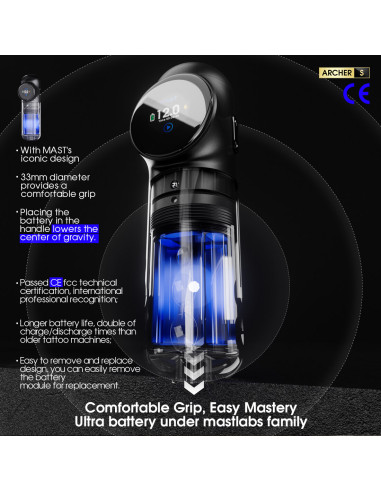 Mast Archer S Ultra Hızlı Şarjlı Kablosuz Dövme Makinesi Yeşil 4.2mm Stroke