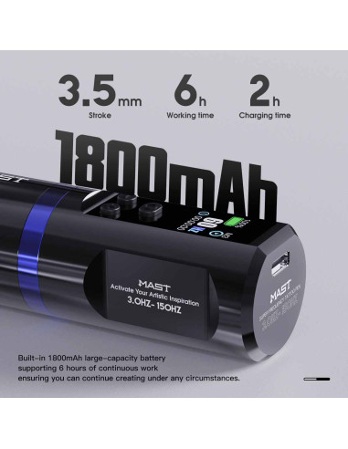 Mast Hertz Ayarlanabilir RPM Kablosuz Pen Dövme Makinesi