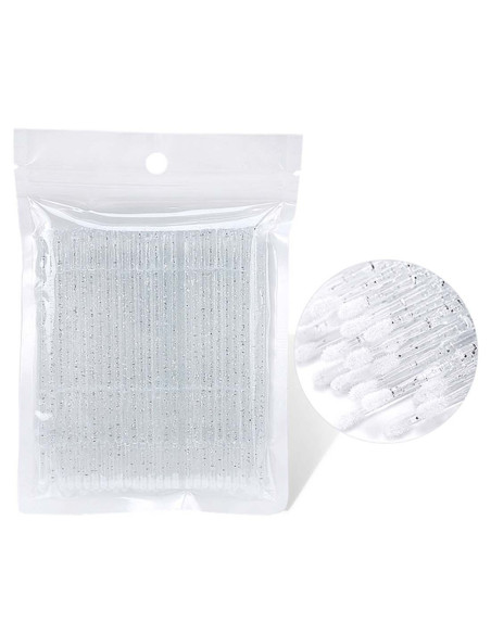 Kalıcı Makyaj Microbrush Fırça Transparan Simli 100 Adet