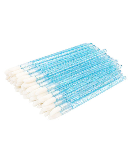 Kalıcı Makyaj Lip Brush Dudak Fırçası Mavi Simli 50 Adet