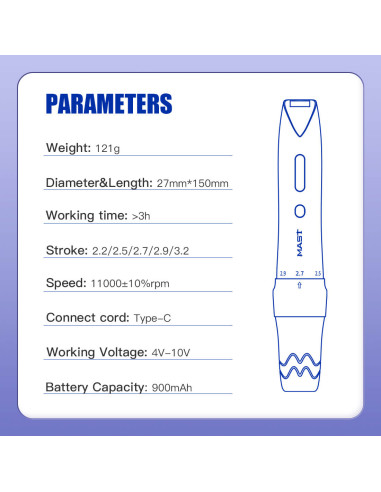Mast P60 Kablosuz Ayarlanabilir Stroke Kalıcı Makyaj Cihazı Pembe